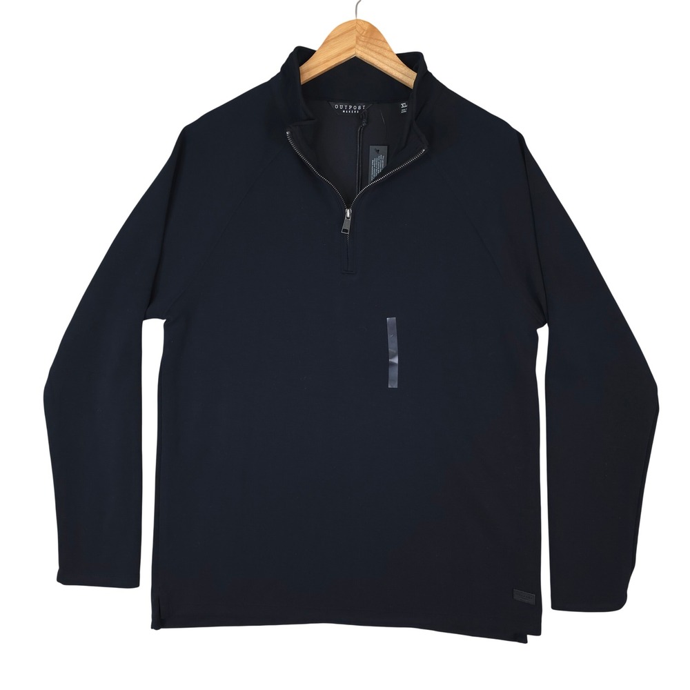 Outpost Makers Quarter Zip Pullover Mens XL Black Modal Blend Stretch Sweatshirt
